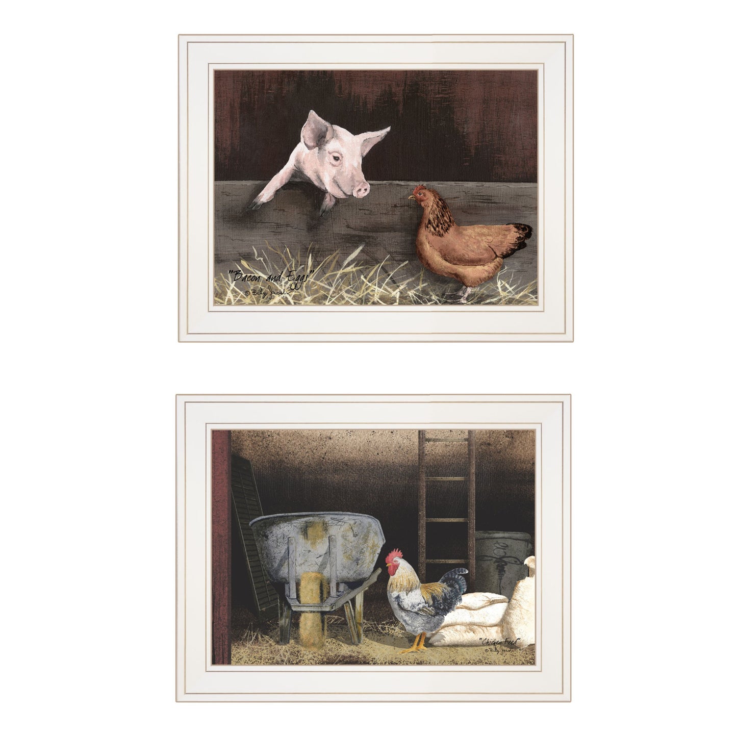 Set Of Two Bacon And Eggs 1 White Framed Print Wall Art