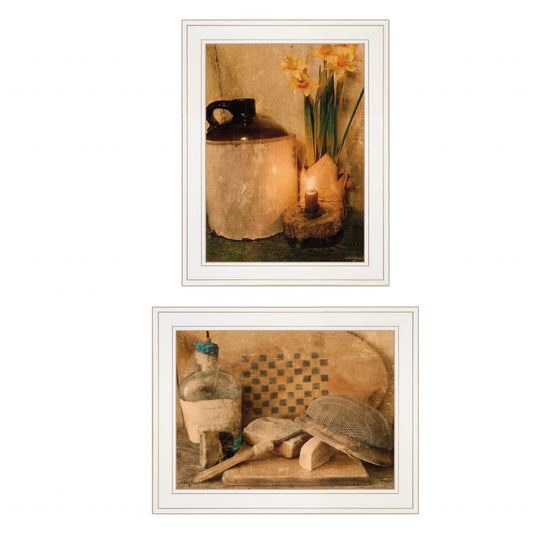 Set Of Two Daffodils And Cider 1 White Framed Print Wall Art