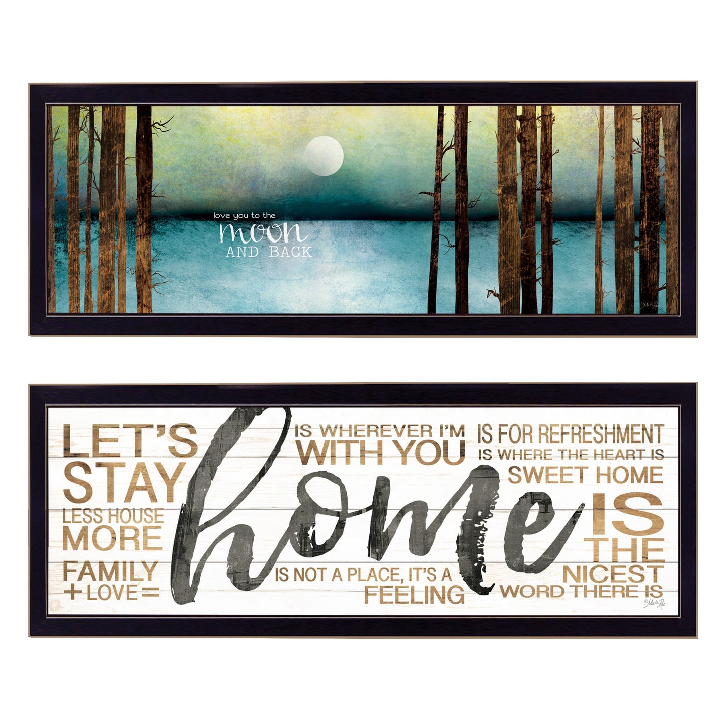 Set Of Two Love Or Home 2 Black Framed Print Wall Art