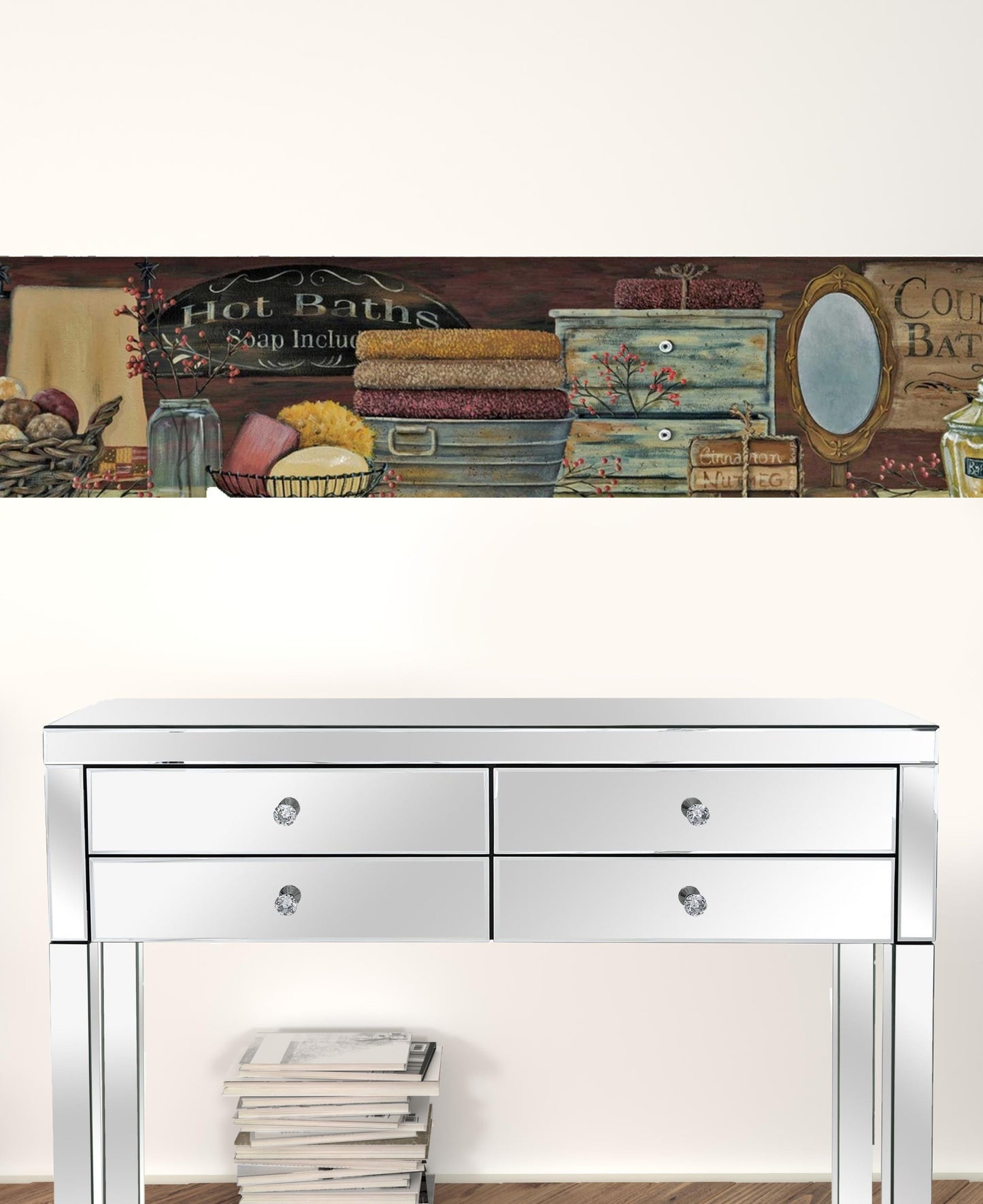 Set Of Three Country Bath Brown Framed Print Bathroom Wall Art