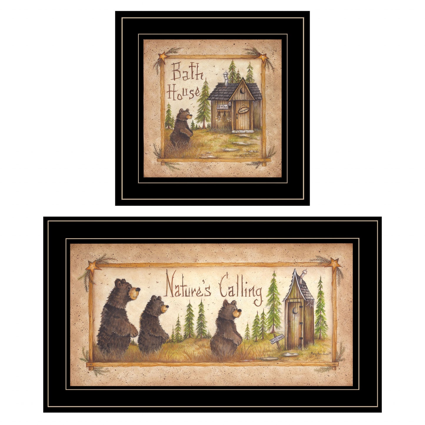 Set Of Two Natures Or Bath 2 Black Framed Print Wall Art