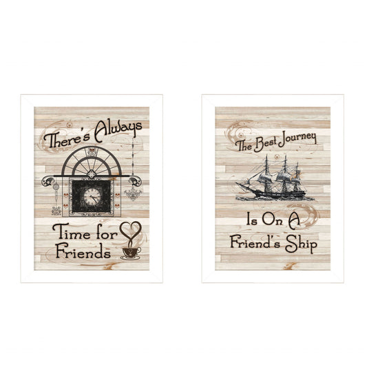 Set Of Two Friendship Journey 3 White Framed Print Wall Art