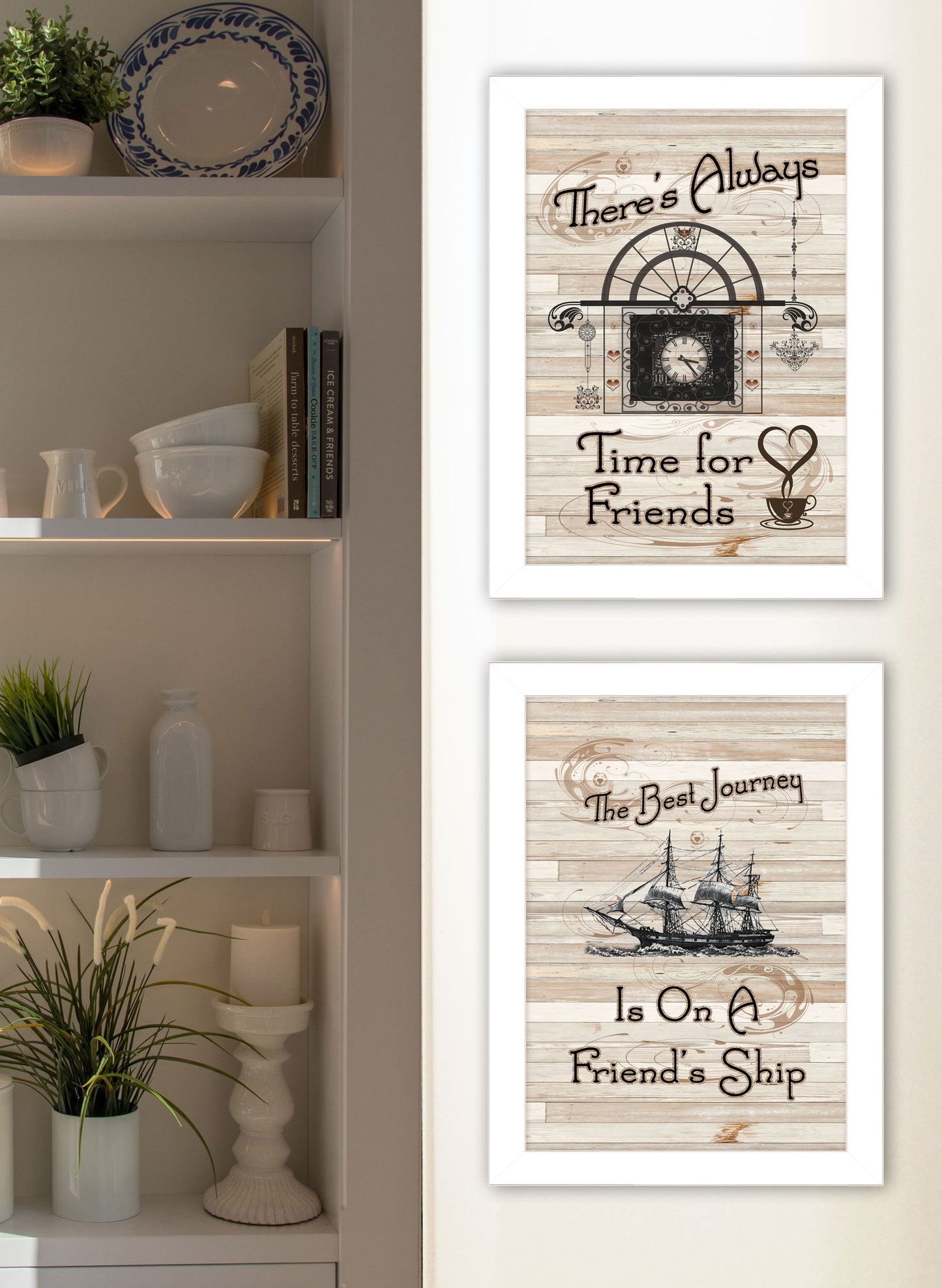 Set Of Two Friendship Journey 3 White Framed Print Wall Art