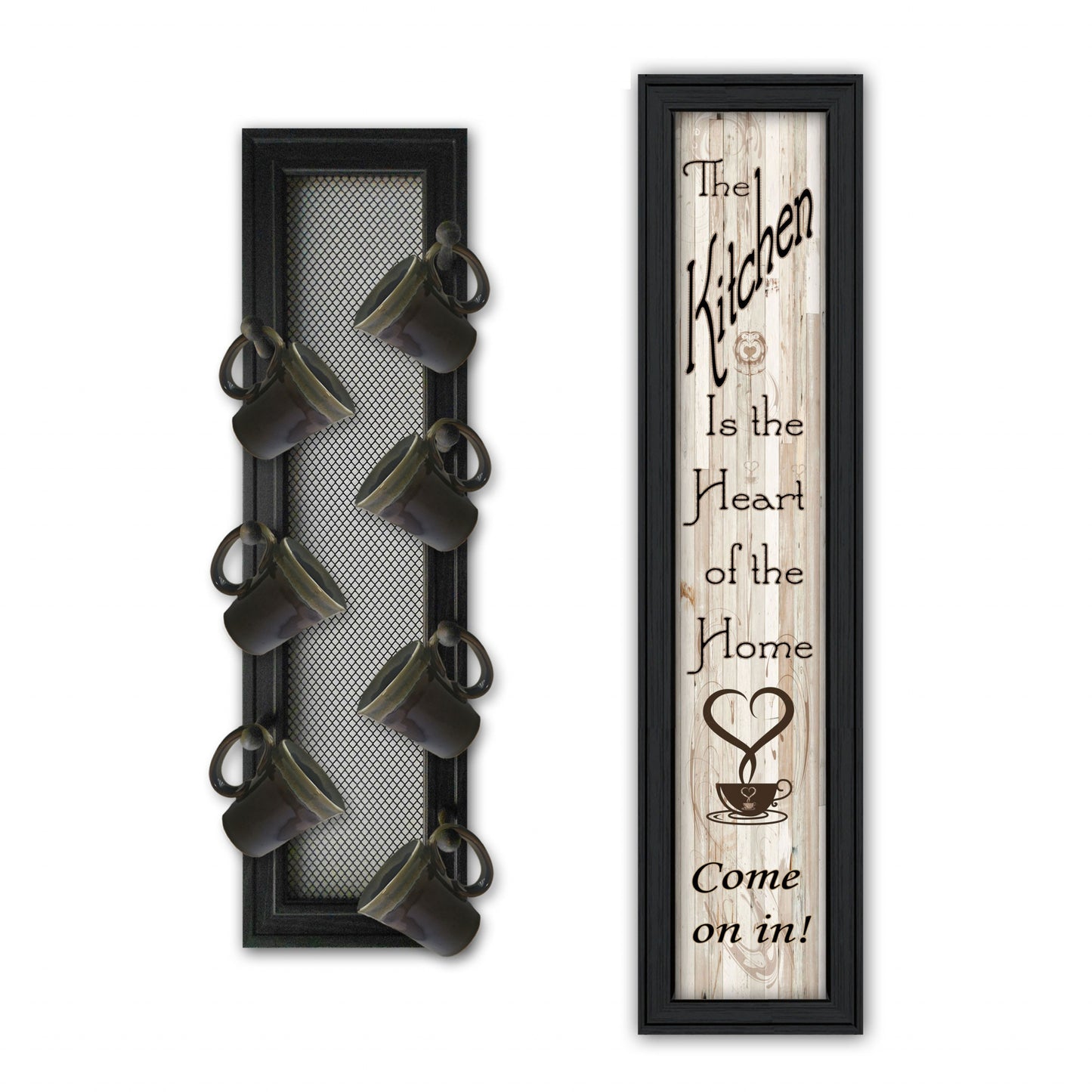 Set Of Two Come On In With Seven Peg Mug Rack 1 Black Framed Print Wall Art