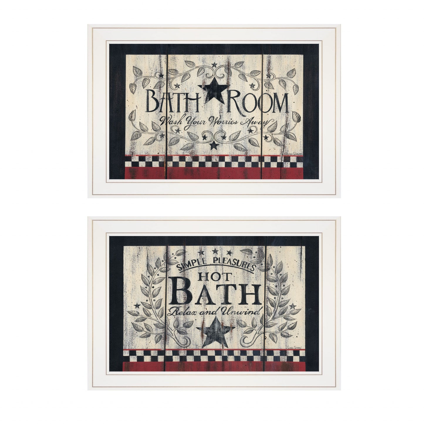 Set Of Two Hot Bath 6 White Framed Print Wall Art