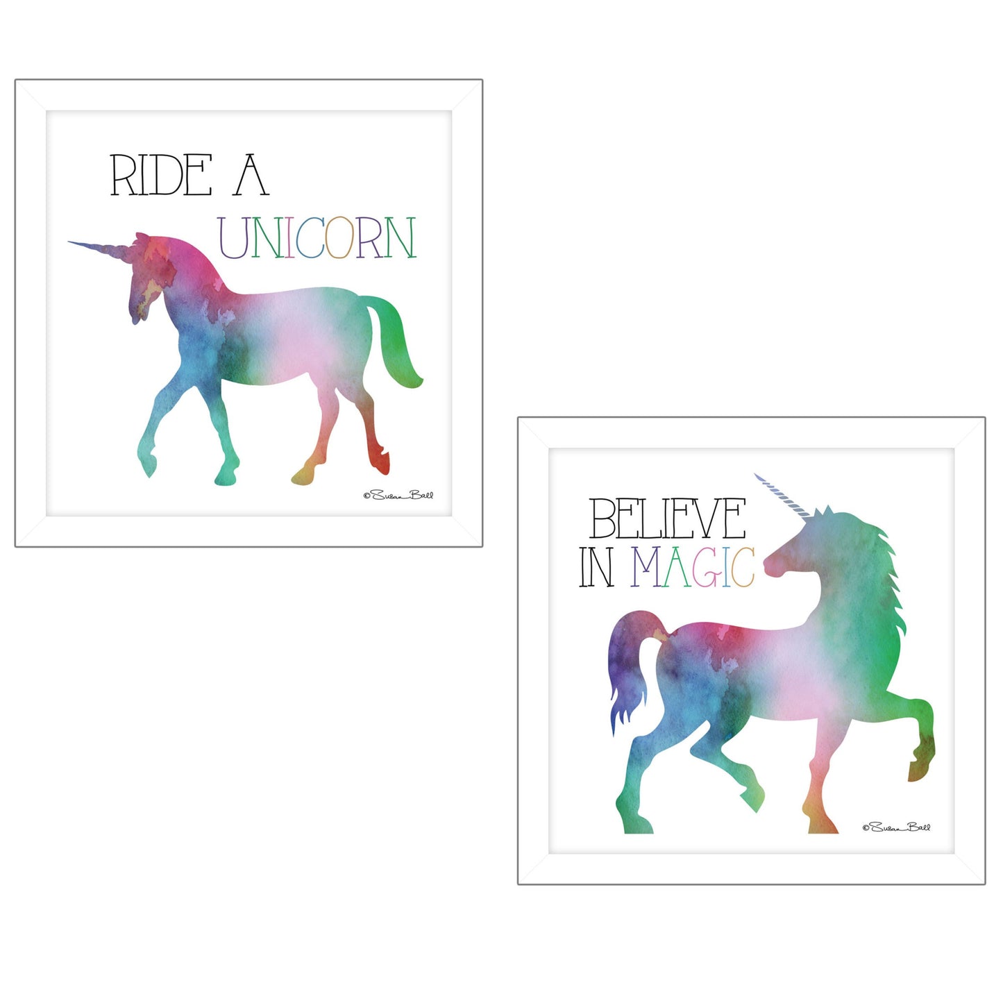 Set Of Two Believe In Magic White Framed Print Wall Art