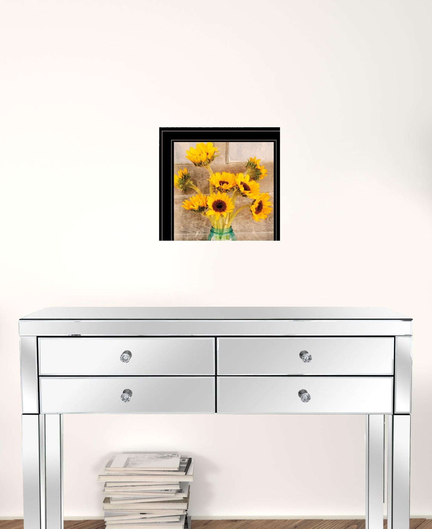 Set Of Two Vintage Country And Sunflowers 2 Black Framed Print Wall Art