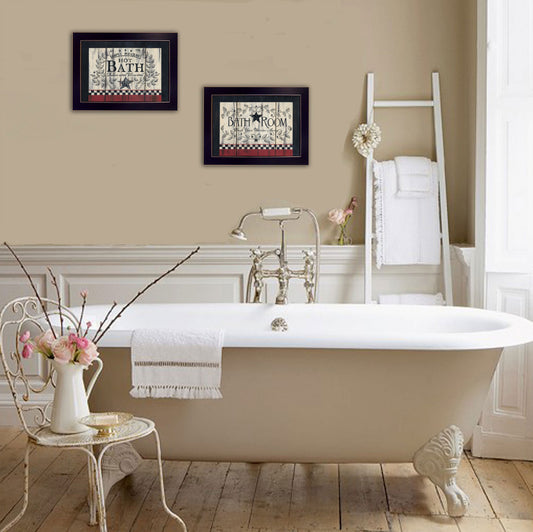 Set Of Two Hot Bath 2 Black Framed Print Wall Art