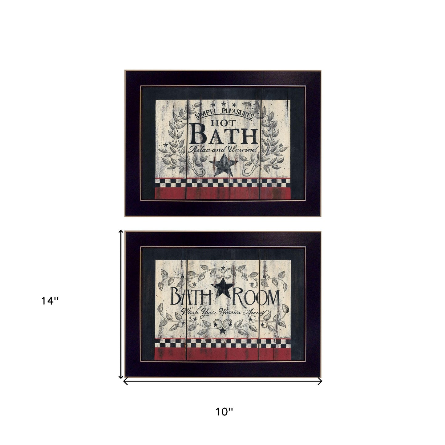 Set Of Two Hot Bath 2 Black Framed Print Wall Art