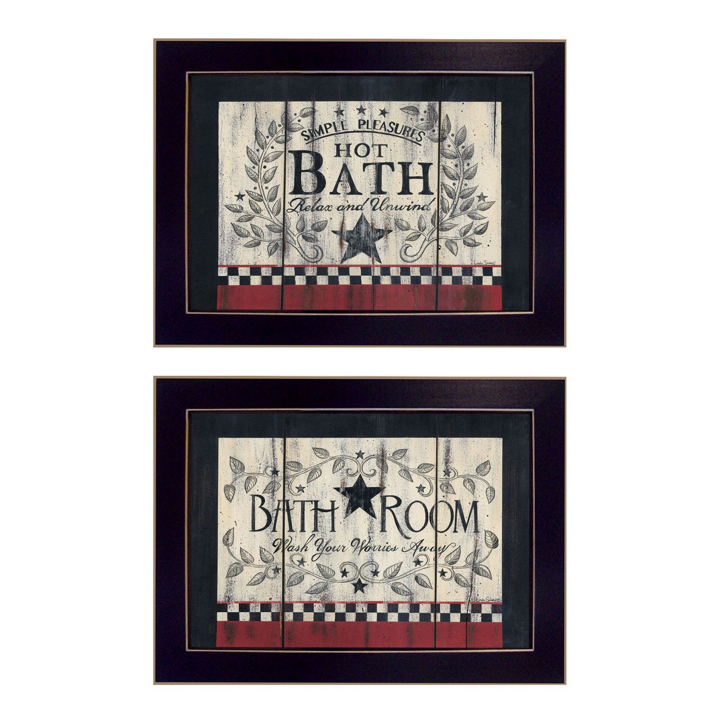 Set Of Two Hot Bath 2 Black Framed Print Wall Art