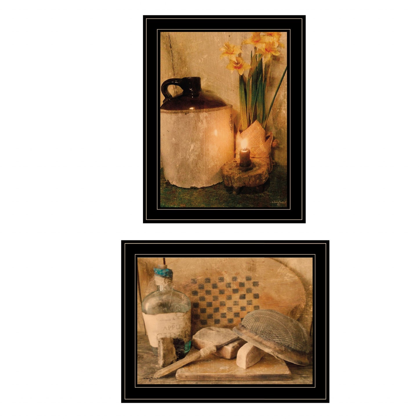 Set Of Two Daffodils And Cider 2 Black Framed Print Wall Art