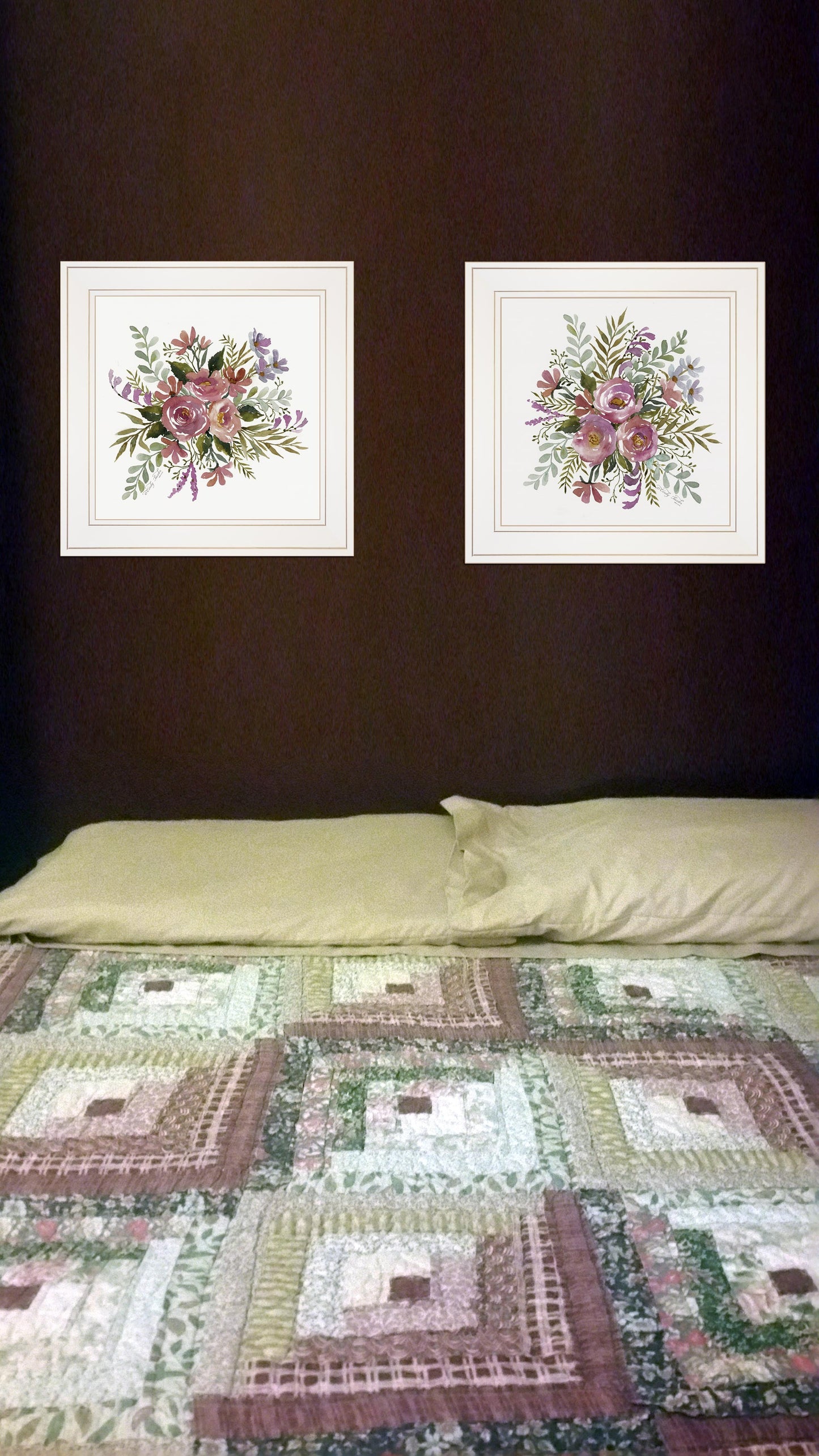 Set Of Two Floral Spray I And II White Framed Print Wall Art