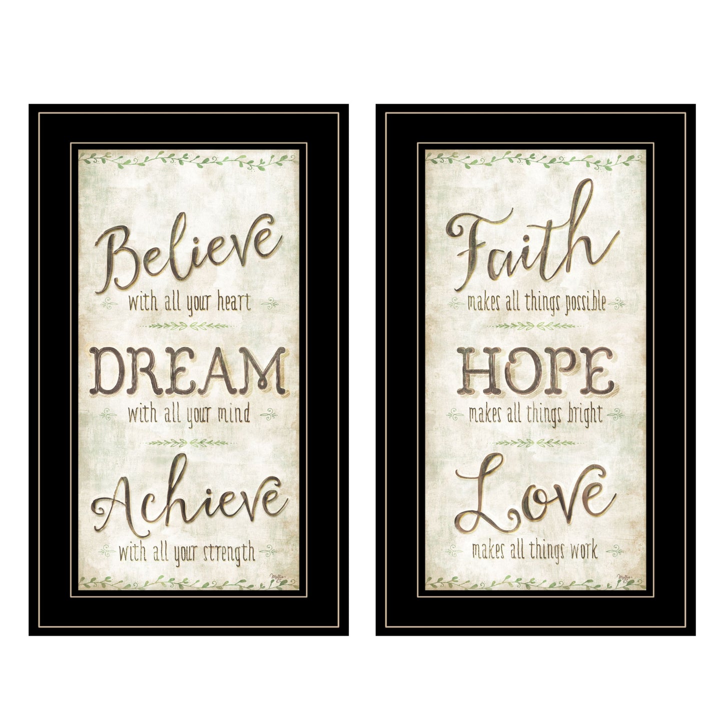 Set Of Two Faith Or Believe 2 Black Framed Print Wall Art