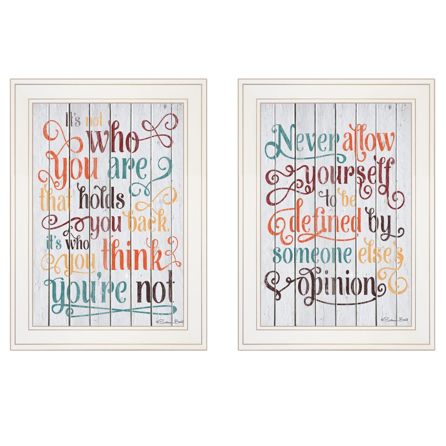 Set Of Two Who You Think 1 White Framed Print Wall Art