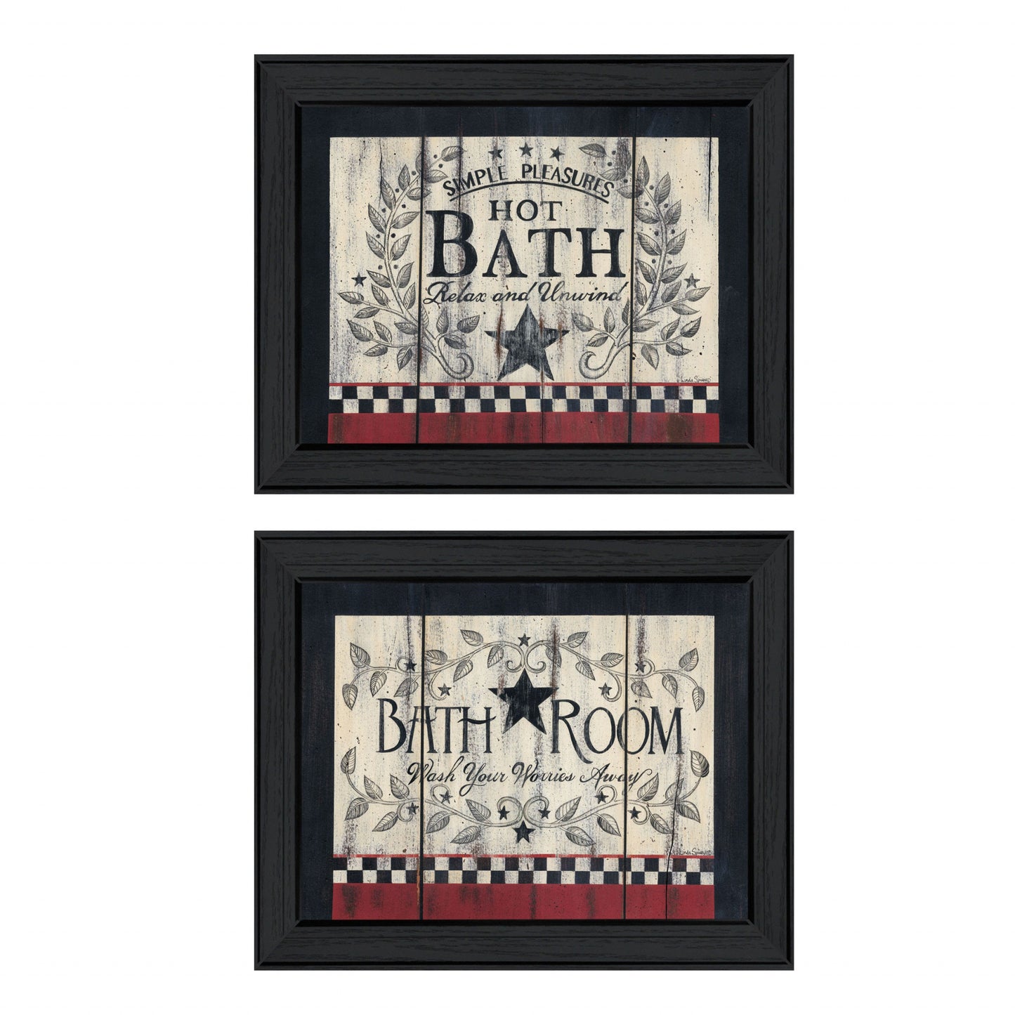 Set Of Two Hot Bath 7 Black Framed Print Wall Art