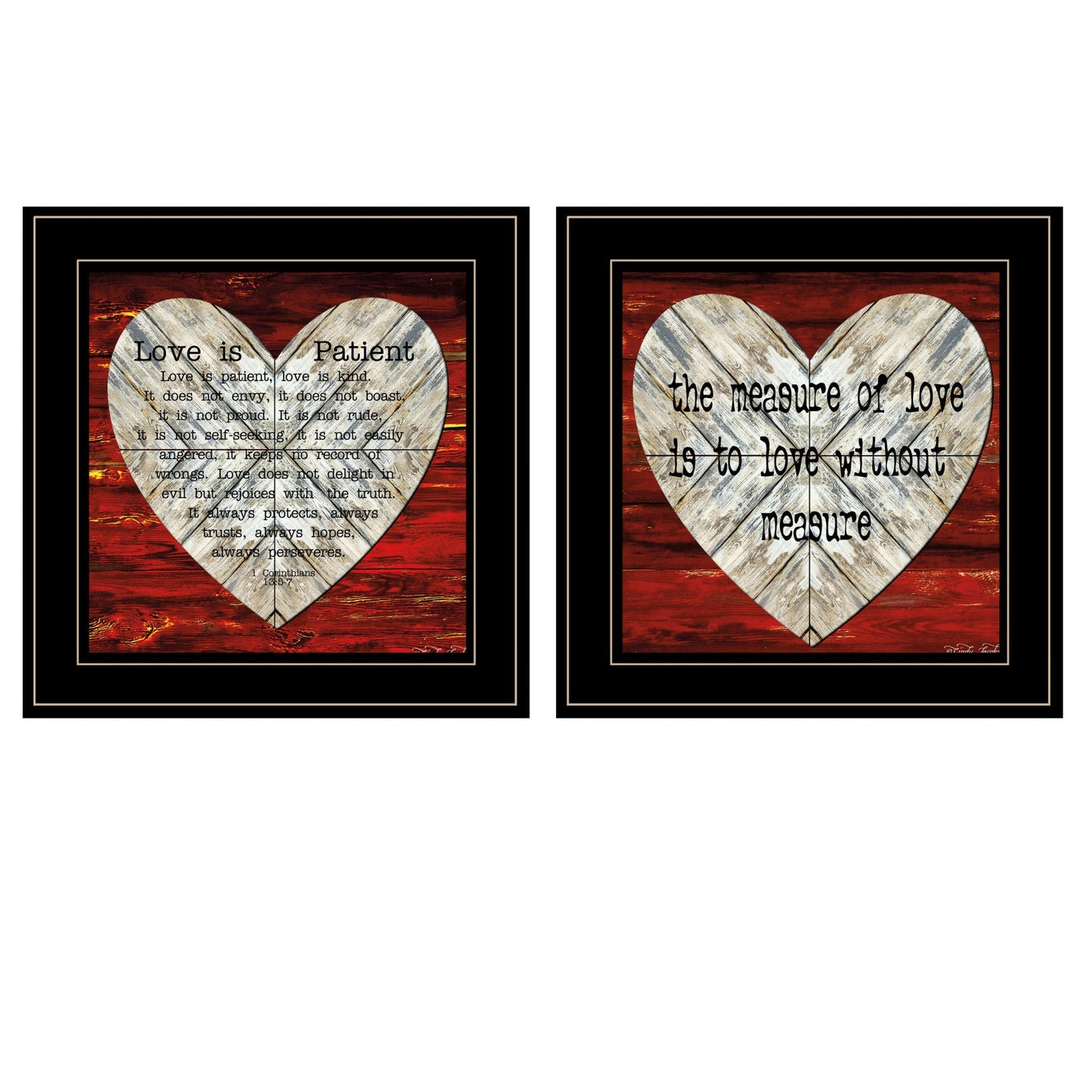 Set Of Two Love Without Measure Black Framed Print Wall Art