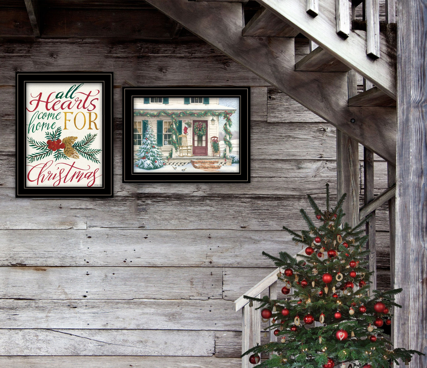 Set Of Two Come Home For Christmas 2 Black Framed Print Wall Art