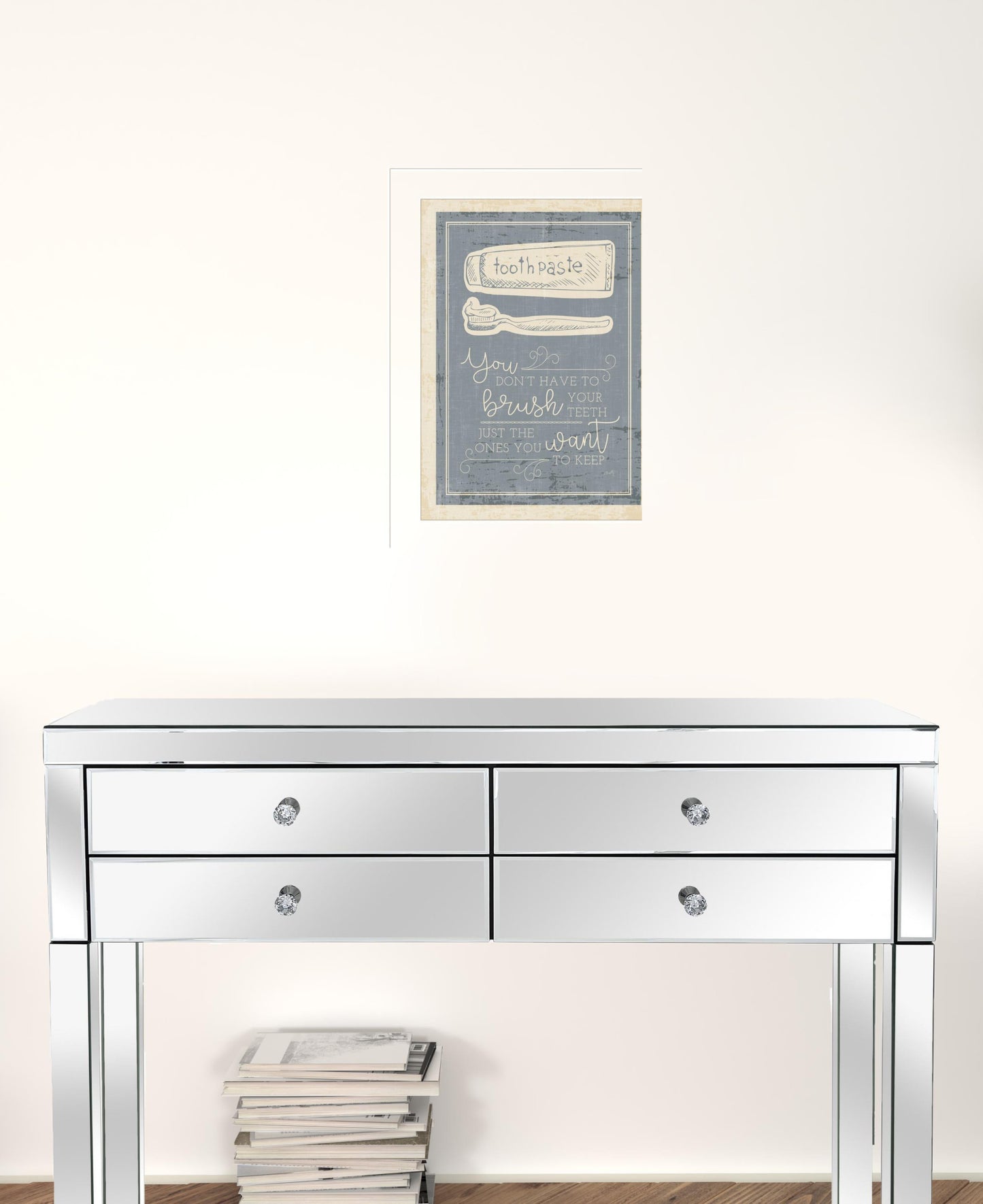 Brush Teeth 1 White Framed Print Wall Art