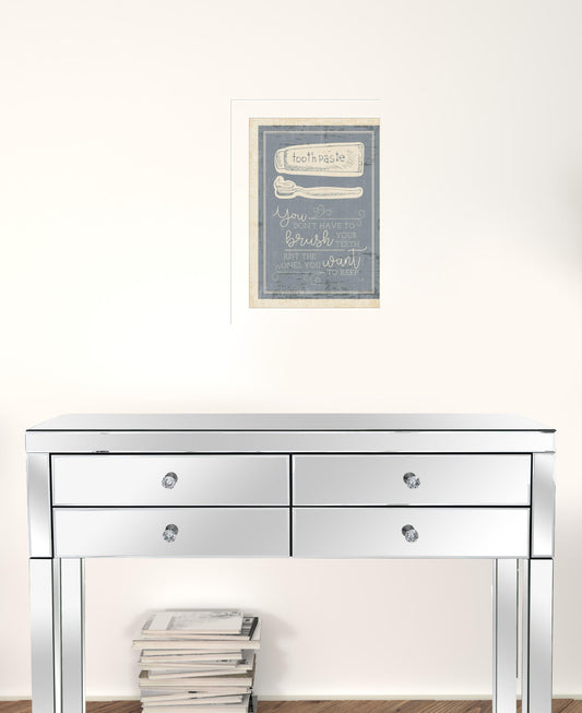 Brush Teeth 1 White Framed Print Wall Art