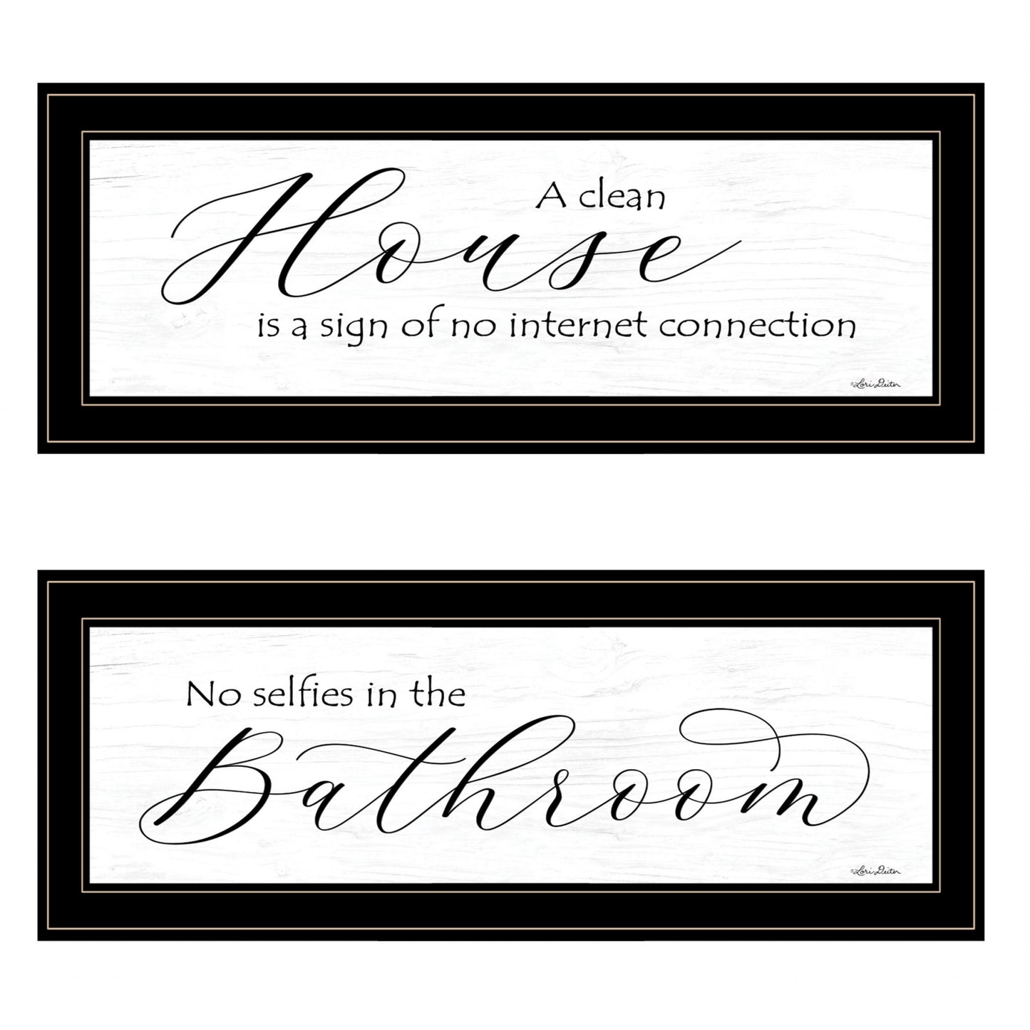 Set Of Two Household Humor 3 Black Framed Print Wall Art