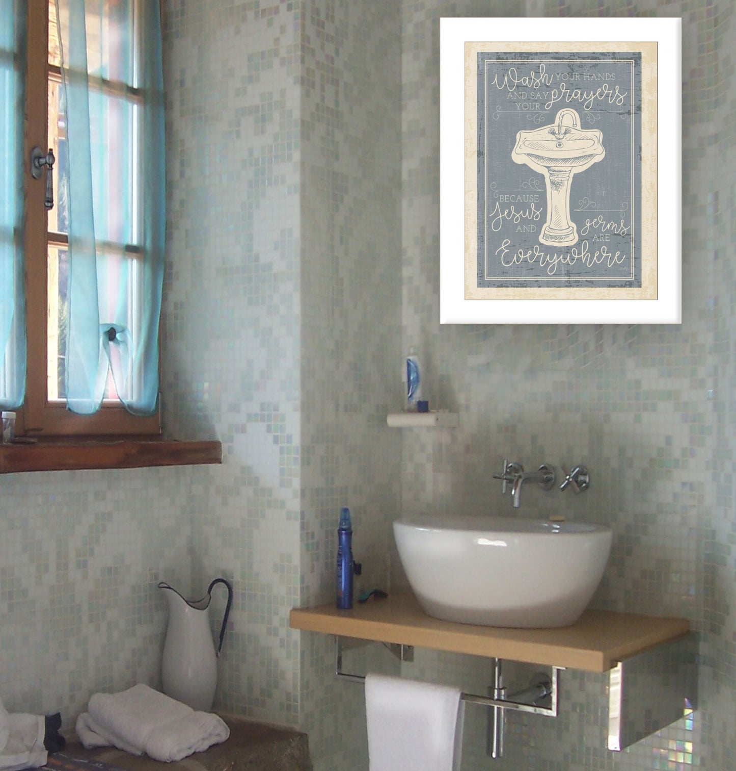 Wash Your Hands 5 White Framed Print Wall Art