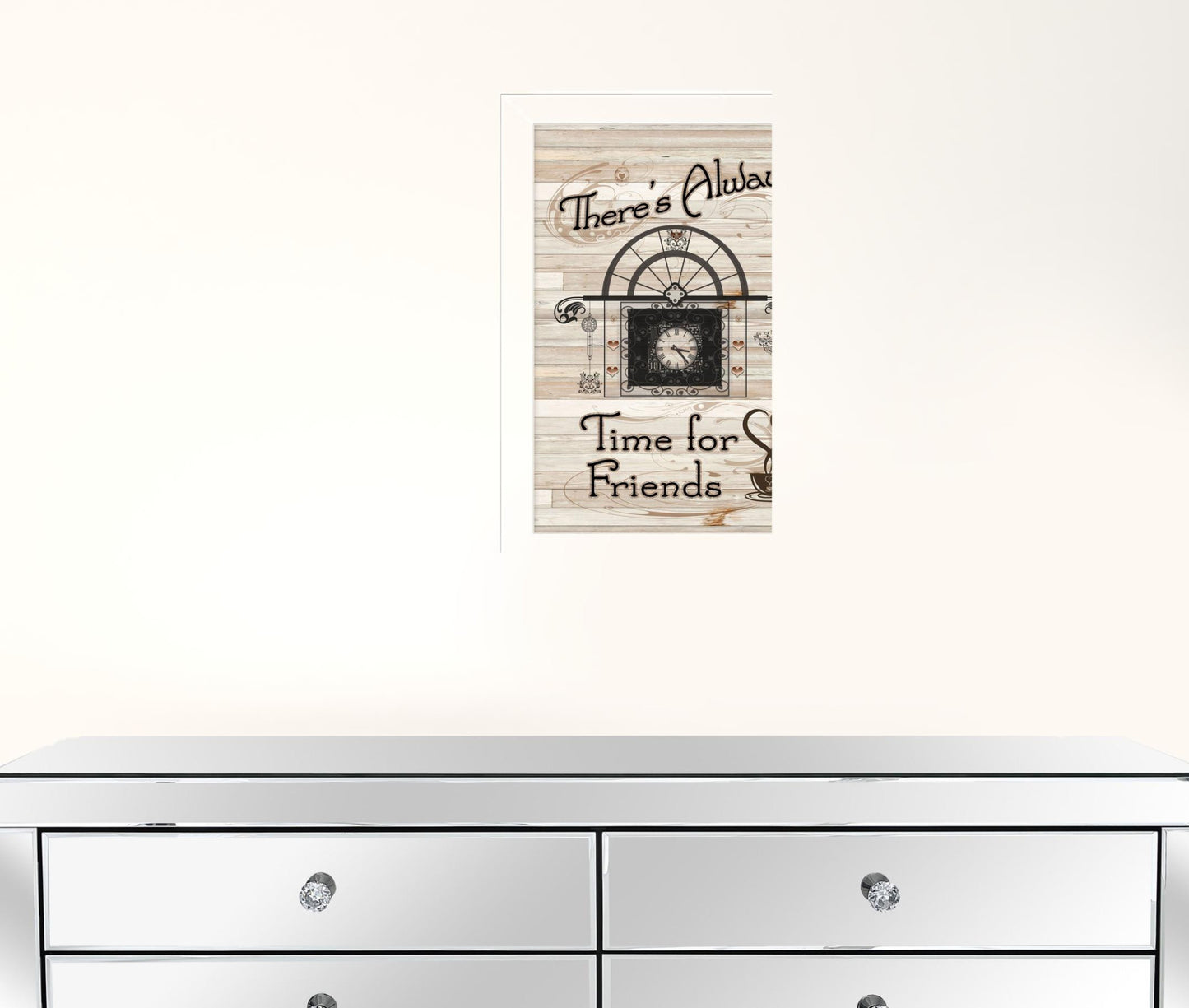 Time For Friends 4 White Framed Print Kitchen Wall Art