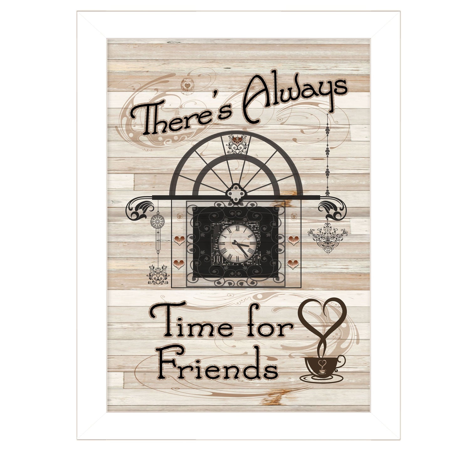 Time For Friends 4 White Framed Print Kitchen Wall Art