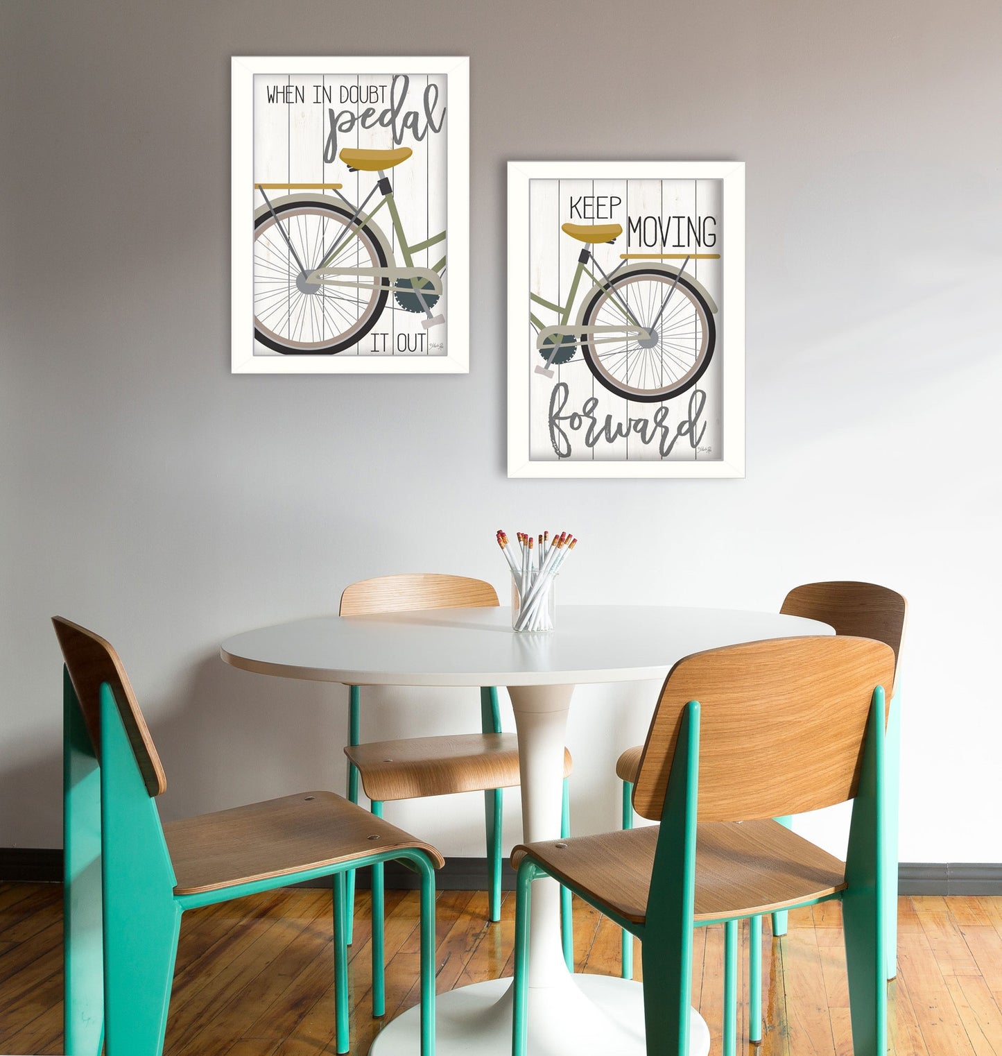 Set Of Two Pedal It Out 3 White Framed Print Wall Art