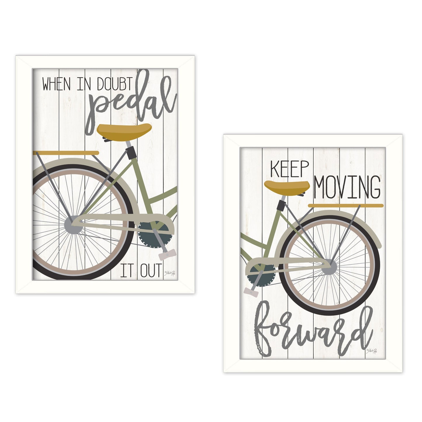 Set Of Two Pedal It Out 3 White Framed Print Wall Art