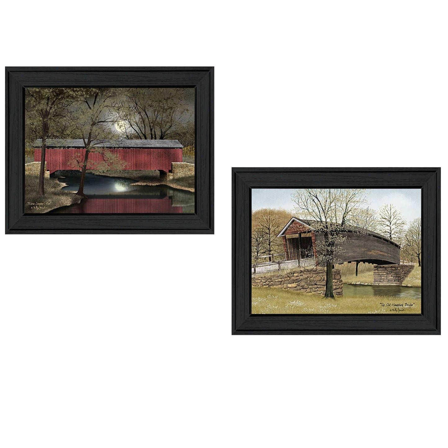 Set Of Two Bridges Black Framed Print Wall Art