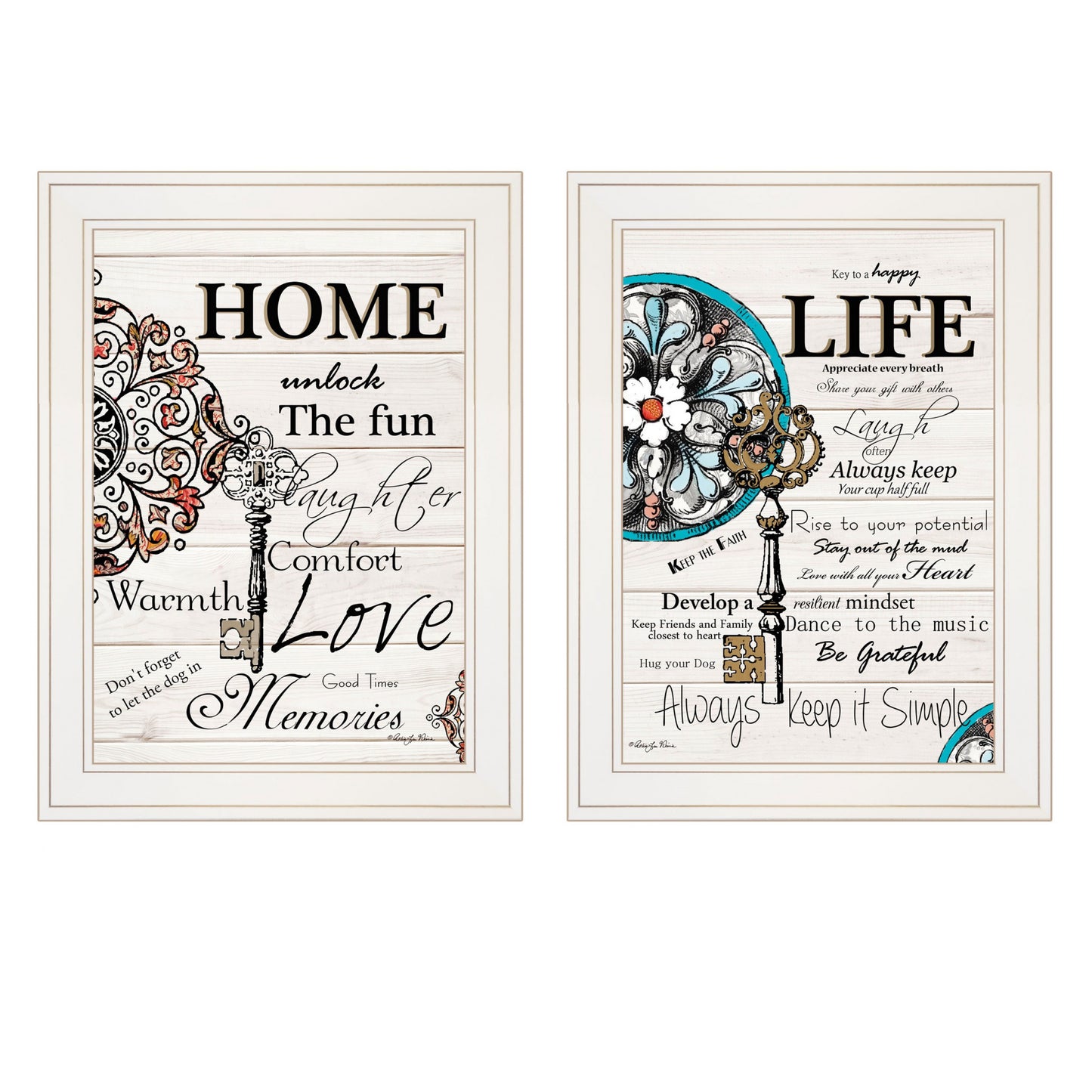 Set Of Two Life Or Home 1 White Framed Print Wall Art