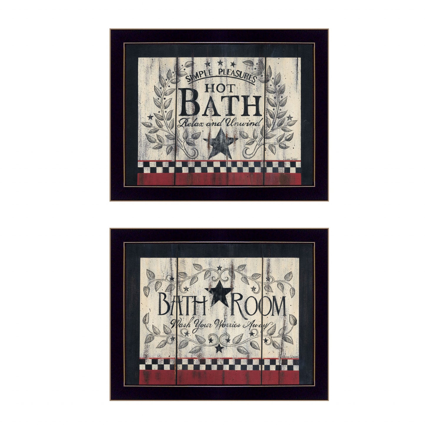 Set Of Two Hot Bath 9 Black Framed Print Wall Art