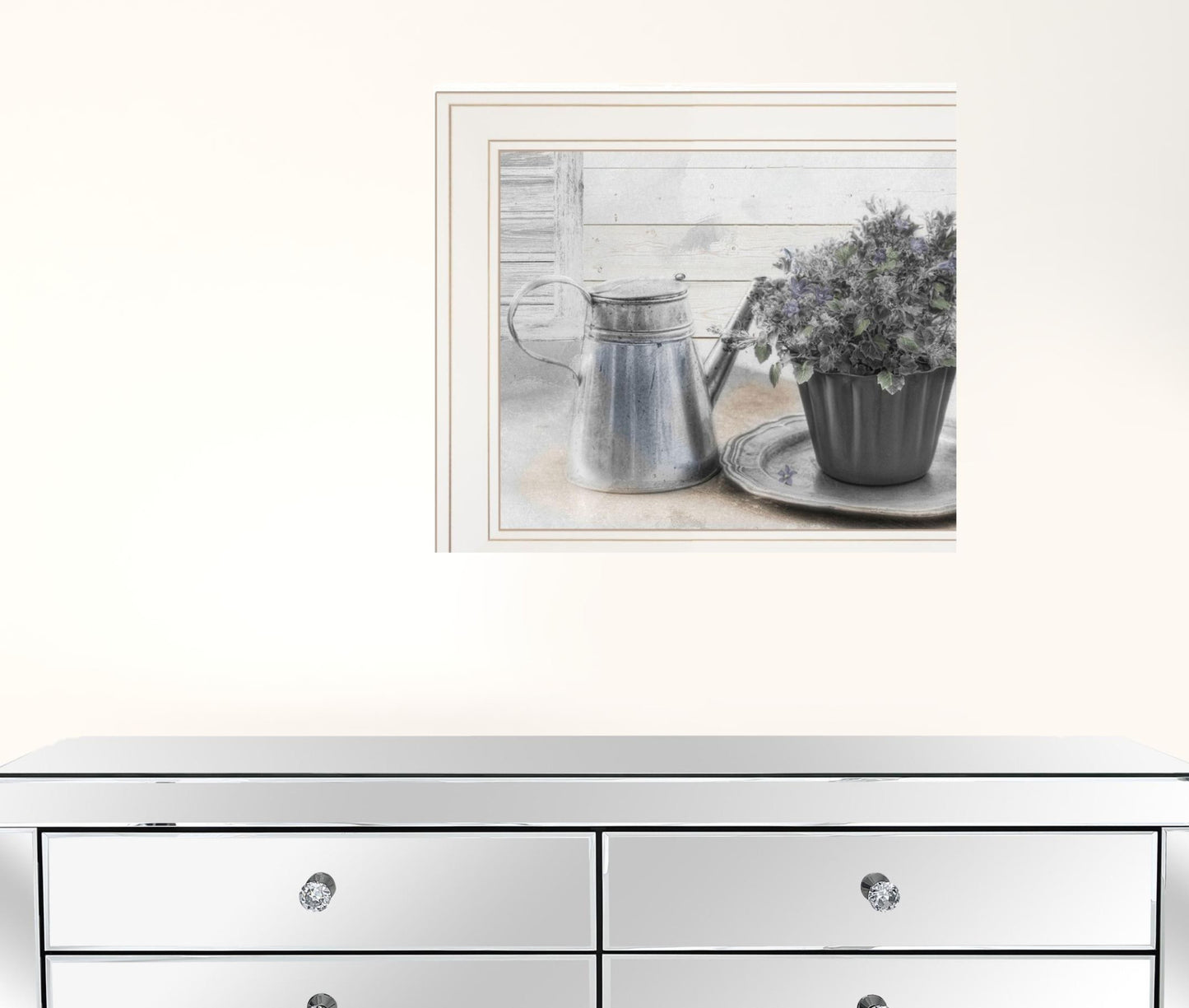 Set Of Two Floral With Tin Ware 1 White Framed Print Wall Art