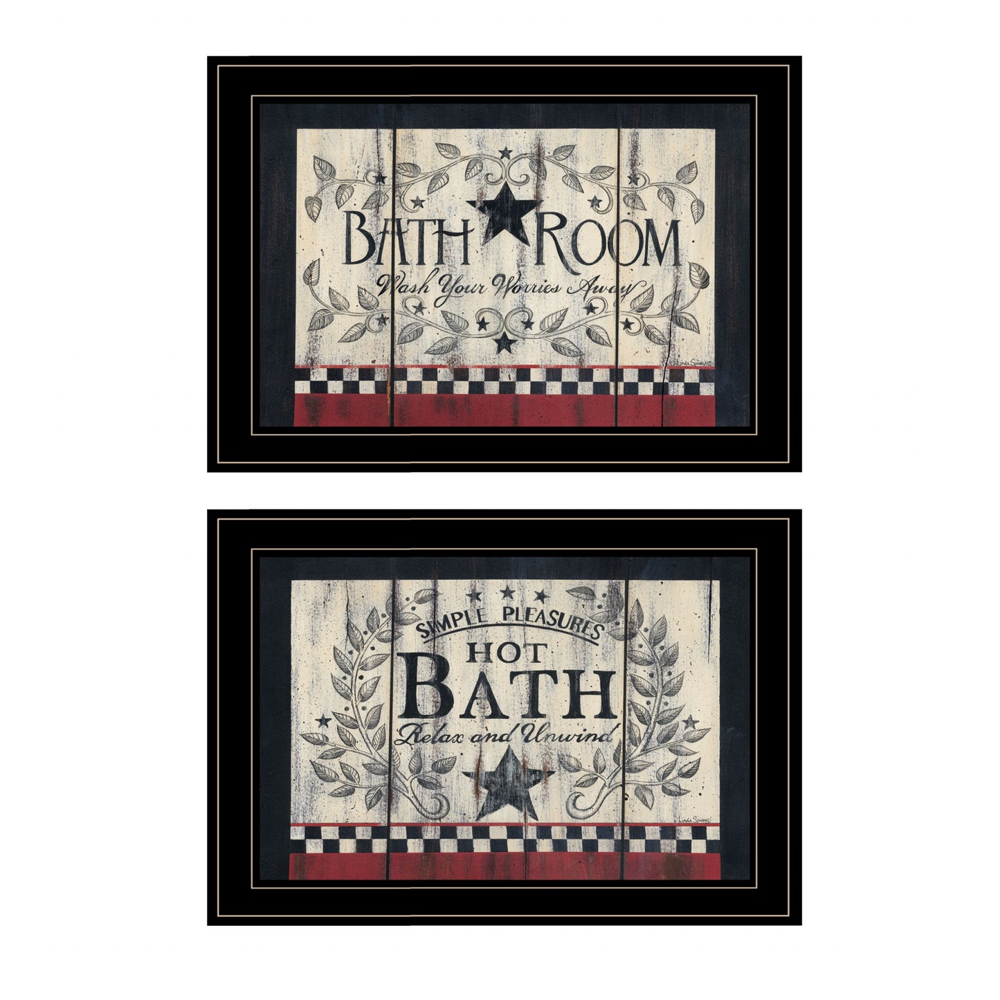 Set Of Two Hot Bath 8 Black Framed Print Wall Art