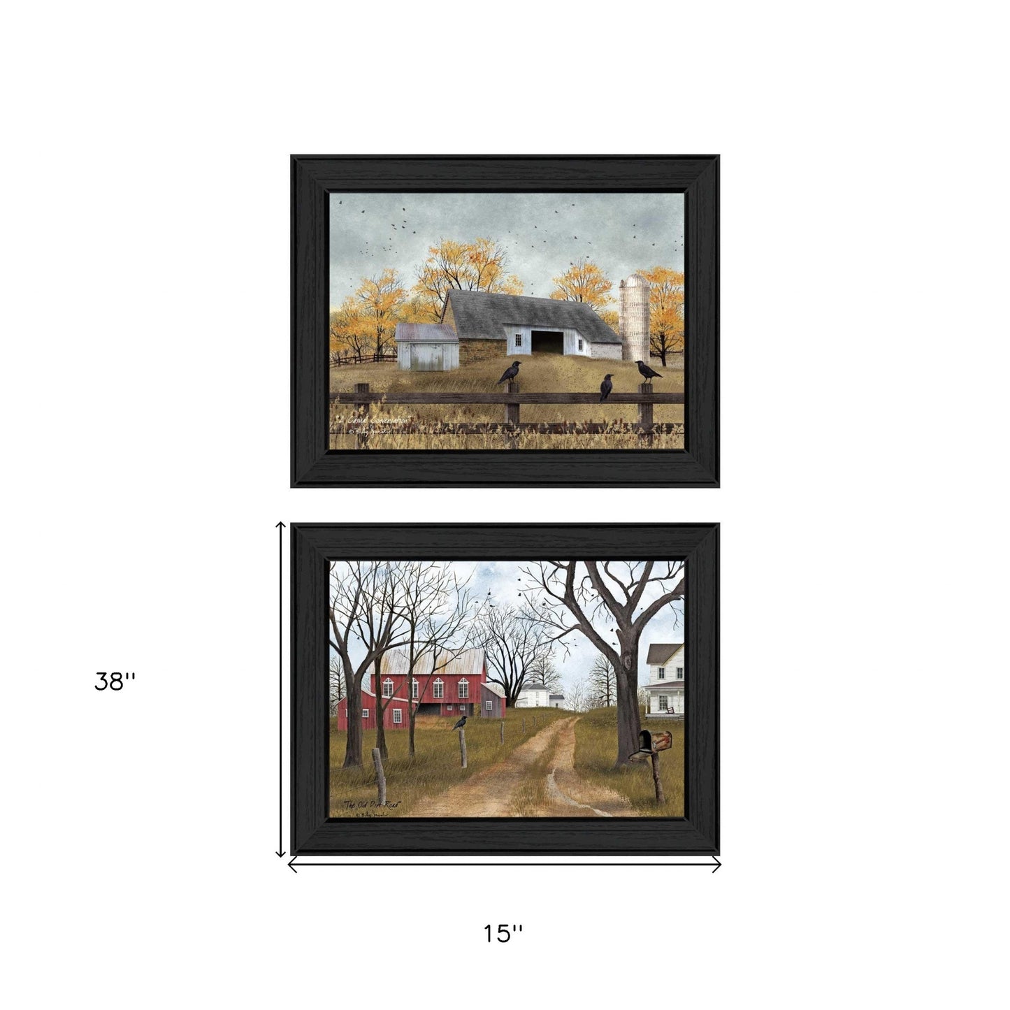 Set Of Two Country Roads 3 Black Framed Print Wall Art