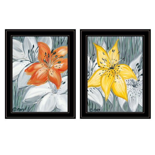 Set Of Two Tiger Lilies 2 Black Framed Print Wall Art