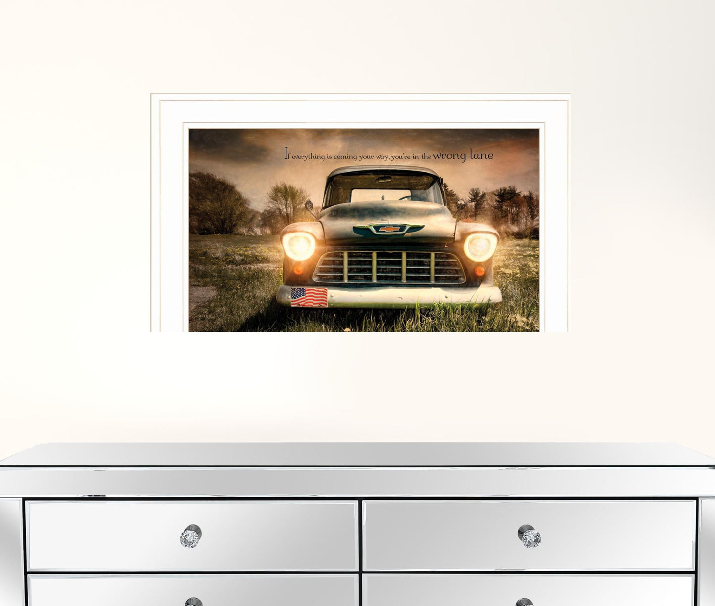 Wrong Lane 1 White Framed Print Wall Art