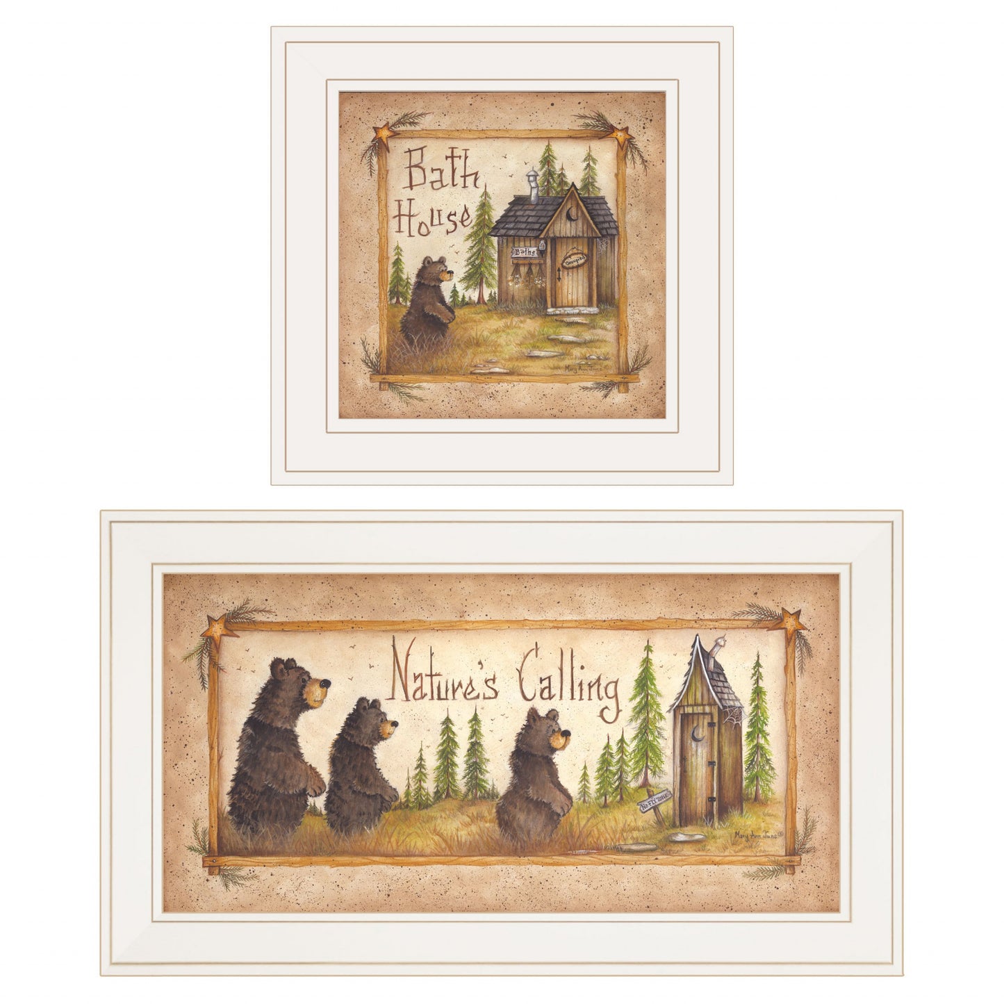 Set Of Two Natures Or Bath 1 White Framed Print Wall Art