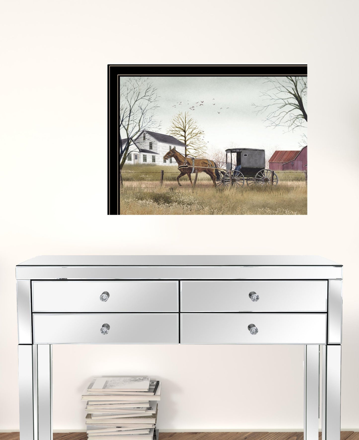 Set Of Two Goin To Market Amish Black Framed Prints Wall Art