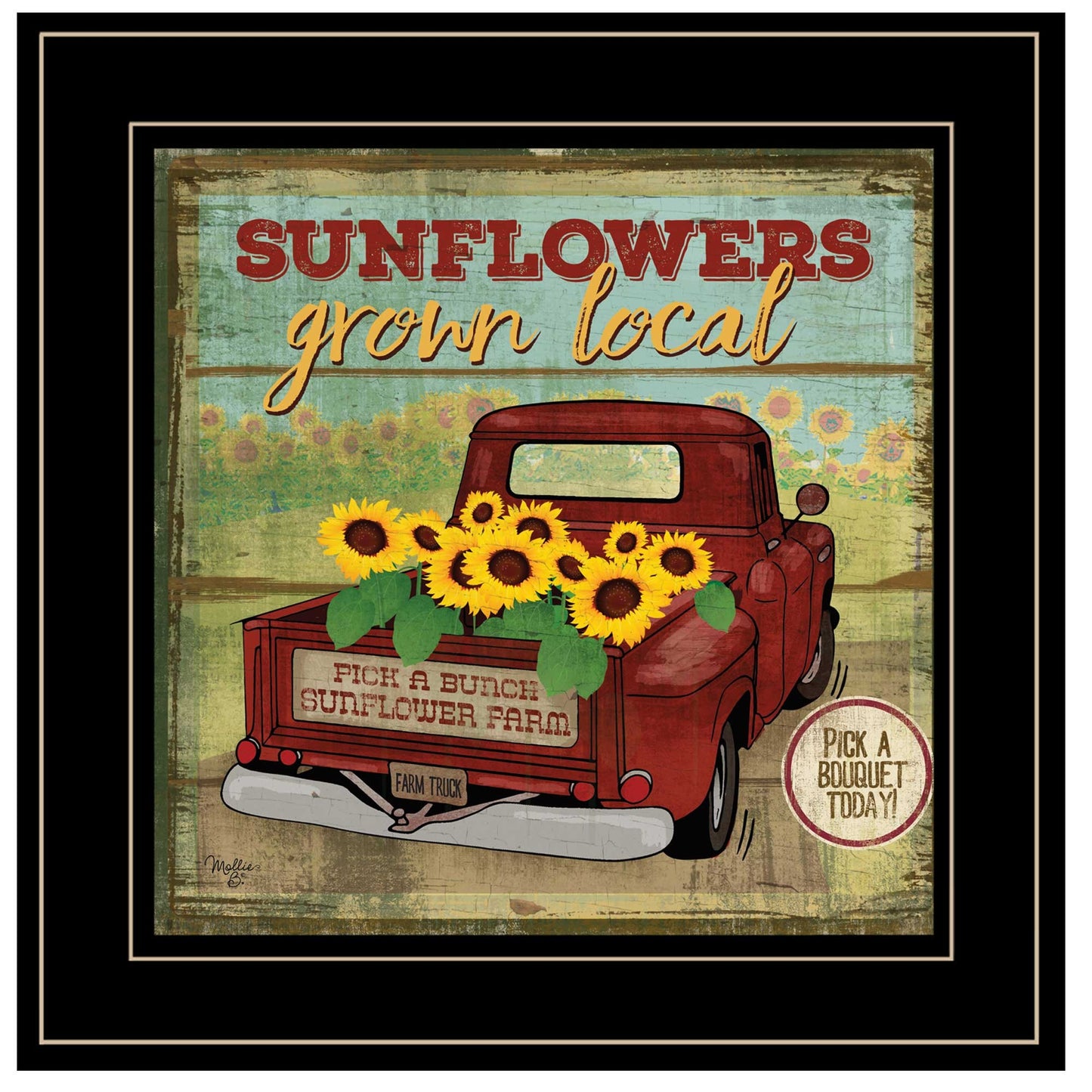 Sunflowers From The Farm 4 Black Framed Print Wall Art