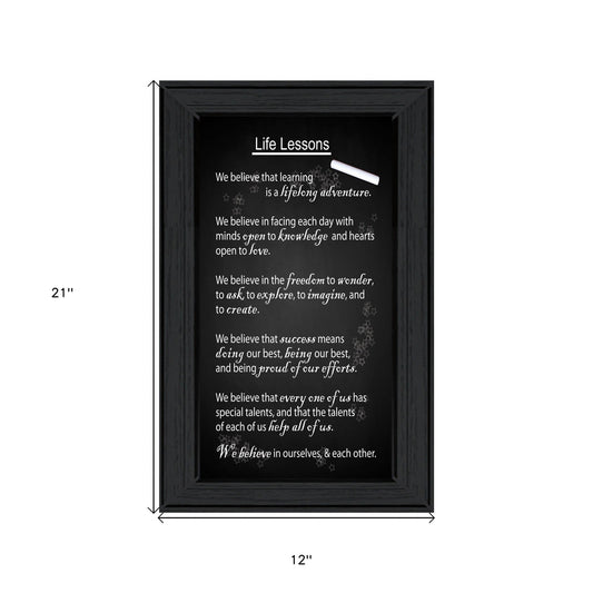 Black and White Life Lessons Black Framed Print Wall Art