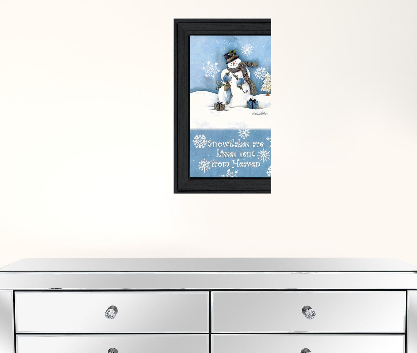 Trendy Snowman 2 Black Framed Print Wall Art