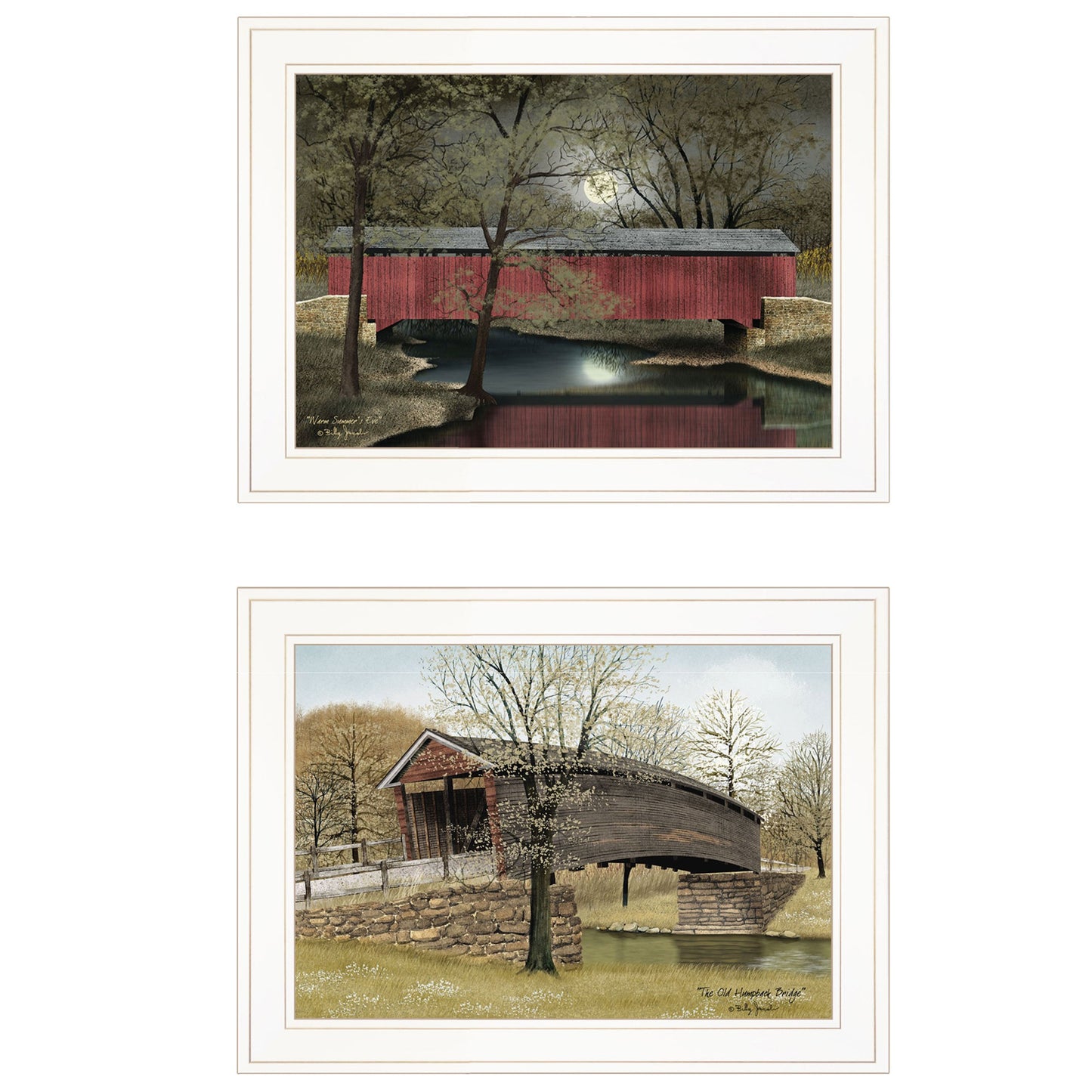 Set Of Two Bridges Of 1 White Framed Print Wall Art