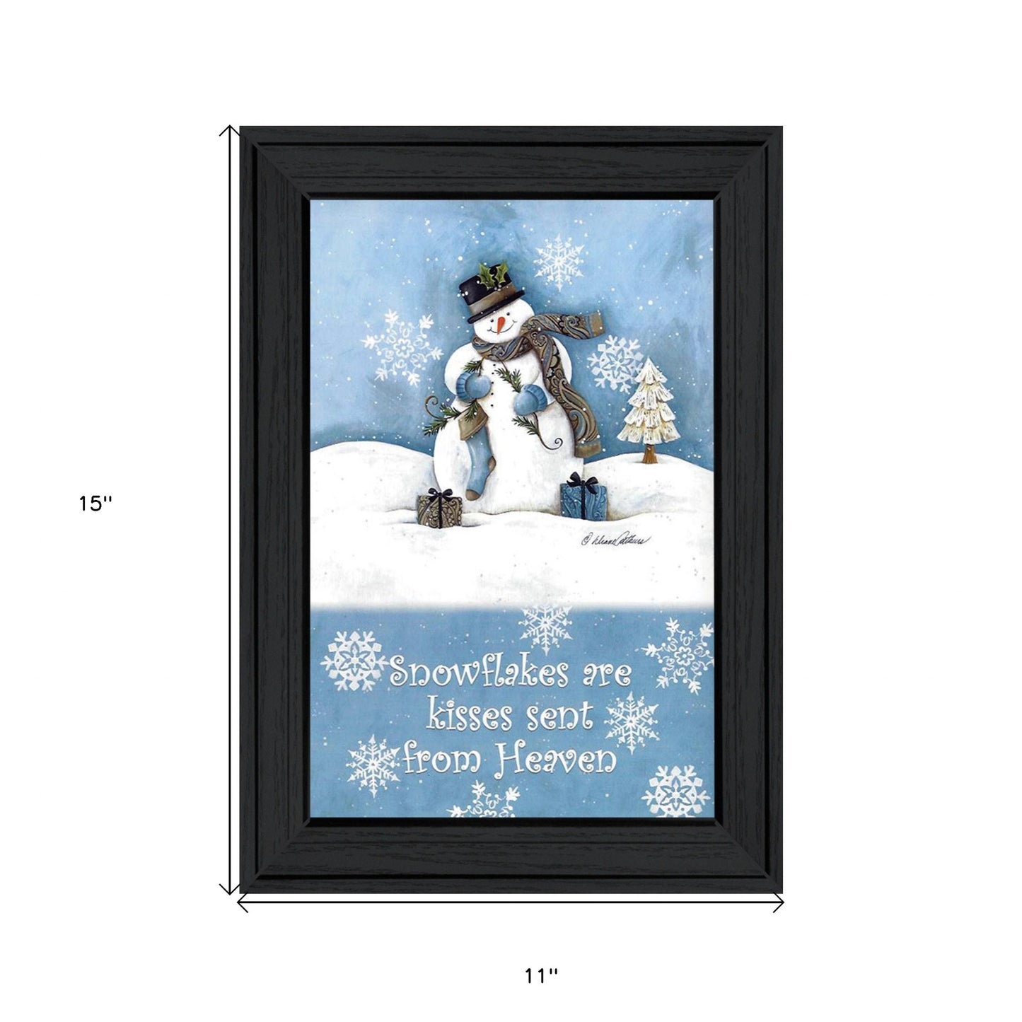 Trendy Snowman 2 Black Framed Print Wall Art