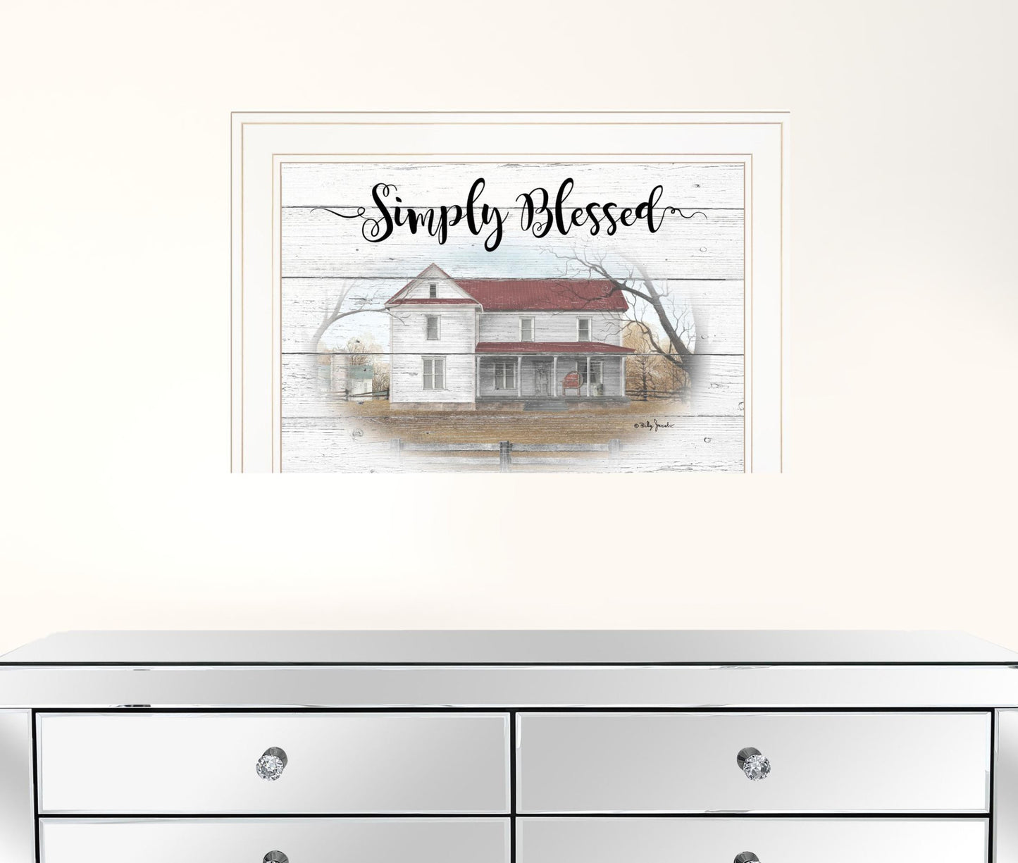 Simply Blessed Farmhouse White Framed Print Wall Art