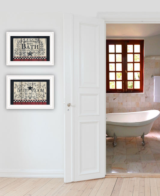 Set Of Two Hot Bath 4 White Framed Print Wall Art