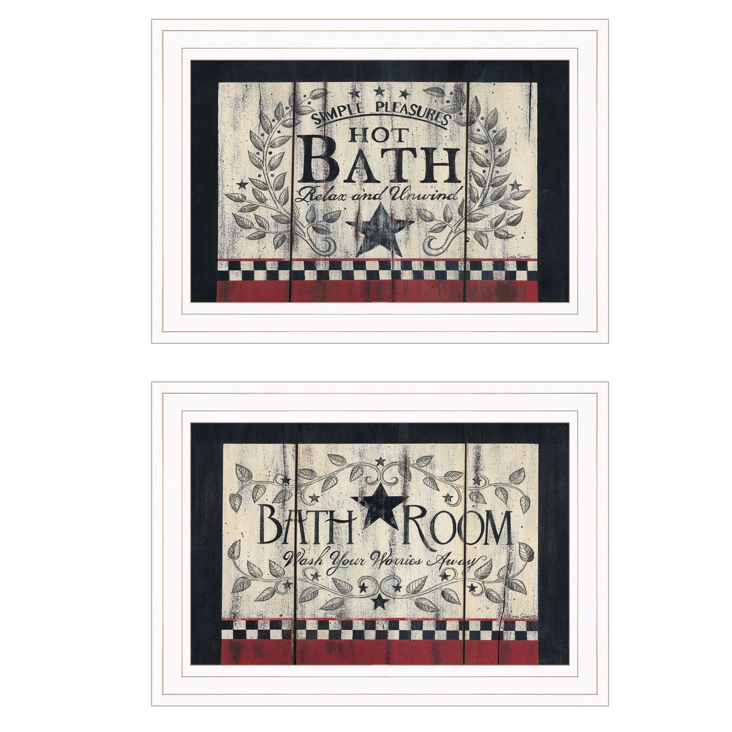 Set Of Two Hot Bath 4 White Framed Print Wall Art