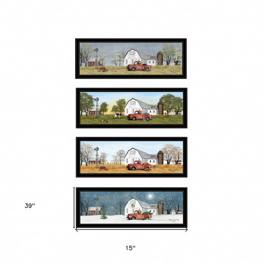 Set Of Four Billy Jacobs Four Seasons Collection VII 4-Piece 3 Black Framed Print Wall Art