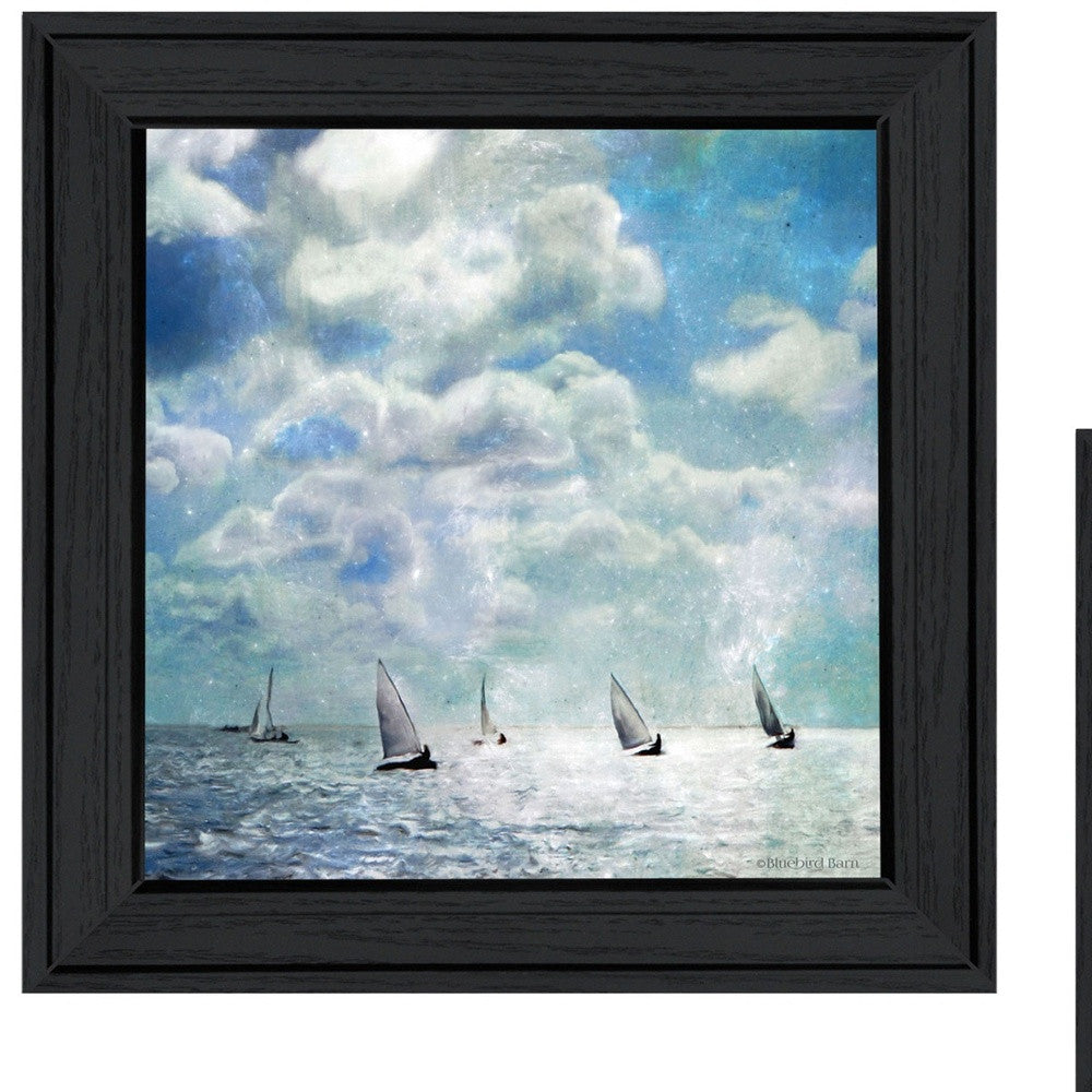 Set Of Two Sailboat Marina 3 Black Framed Print Wall Art