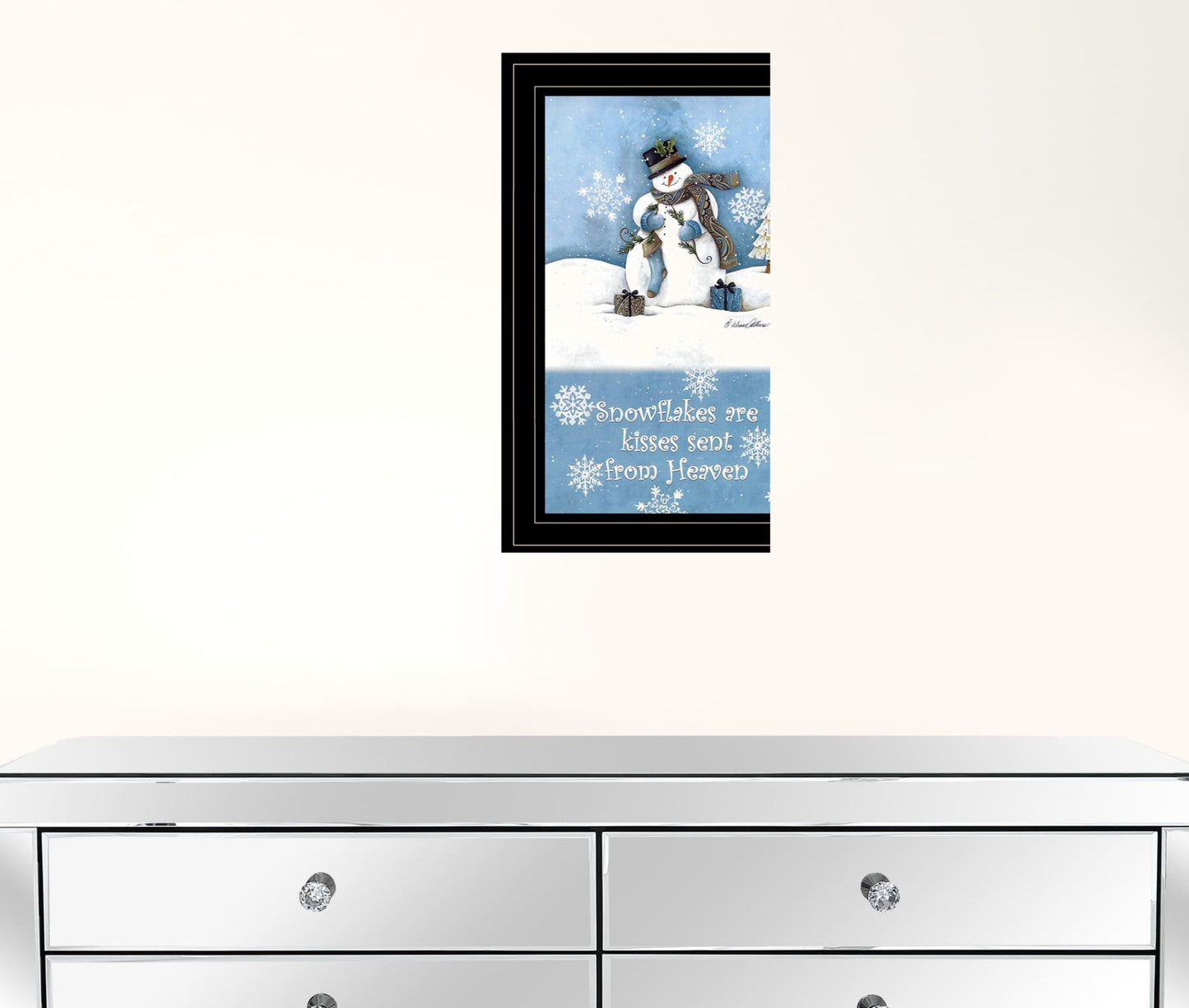 Trendy Snowman 3 Black Framed Print Wall Art